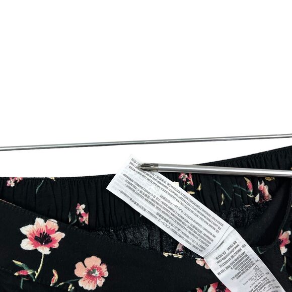 Hollister Womens Capri Pants Floral Wide Leg Stretch Half Elastic Waist Black M - Picture 6 of 6